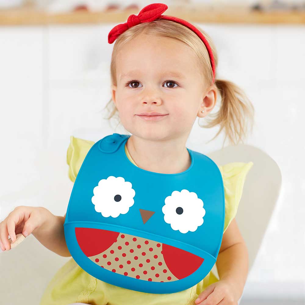 Skip Hop Zoo Fold & Go Silicone Bib Owl