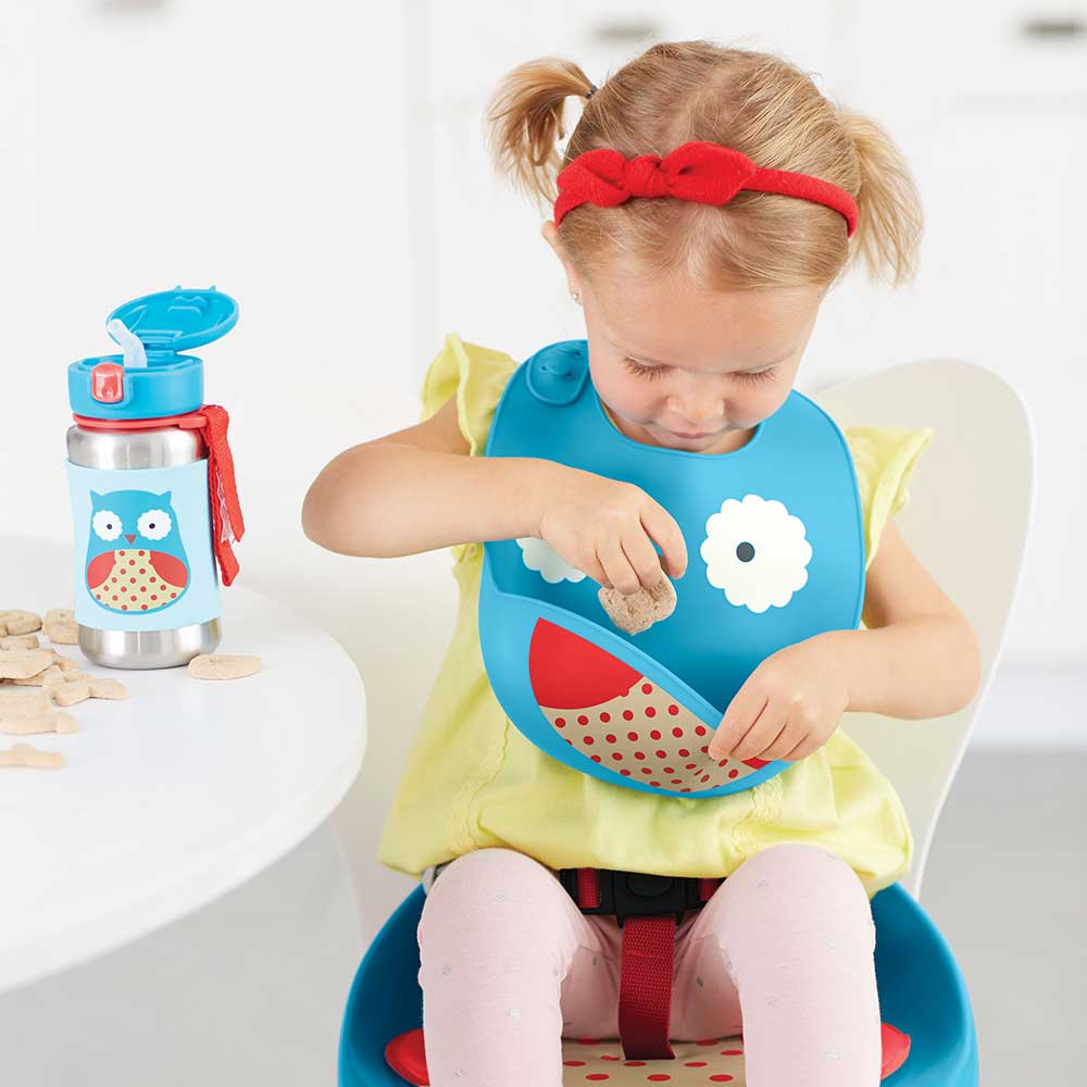 Skip Hop Zoo Fold & Go Silicone Bib Owl