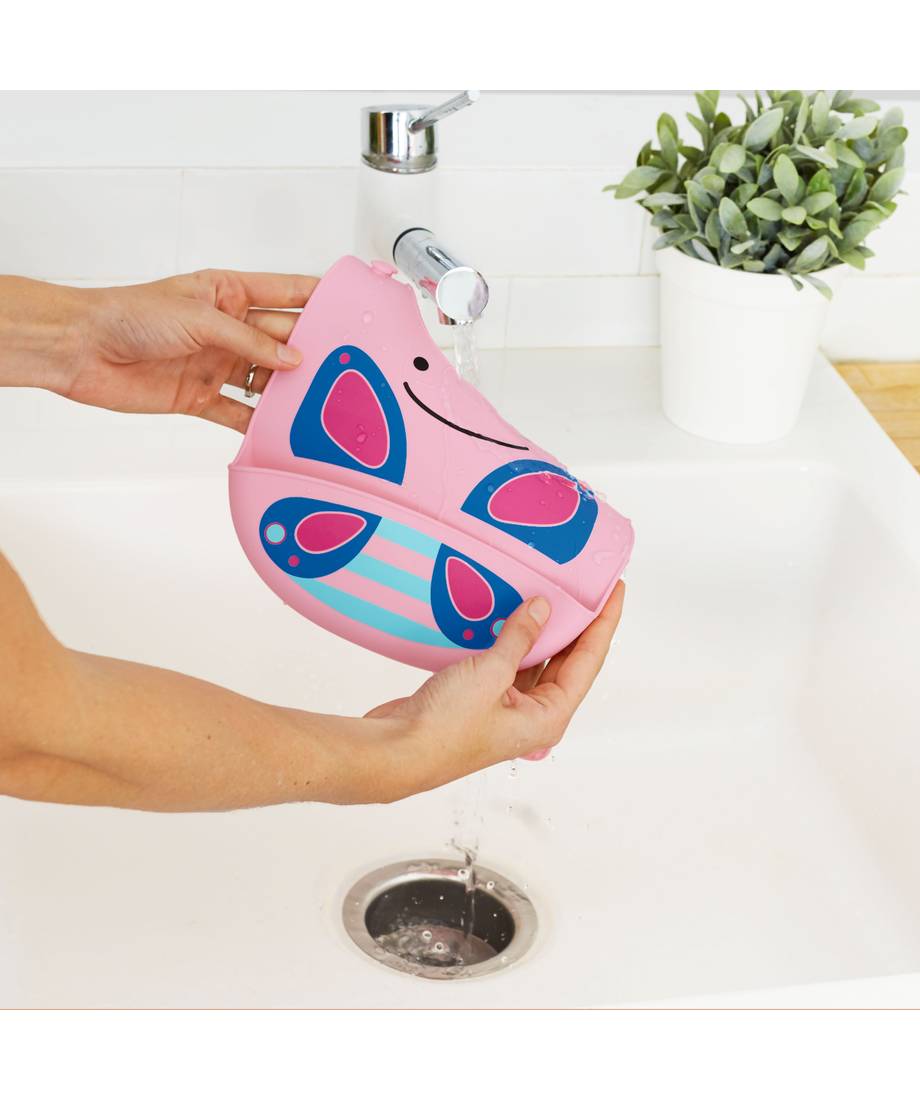 Zoo Fold & Go Silicone Bib Butterfly