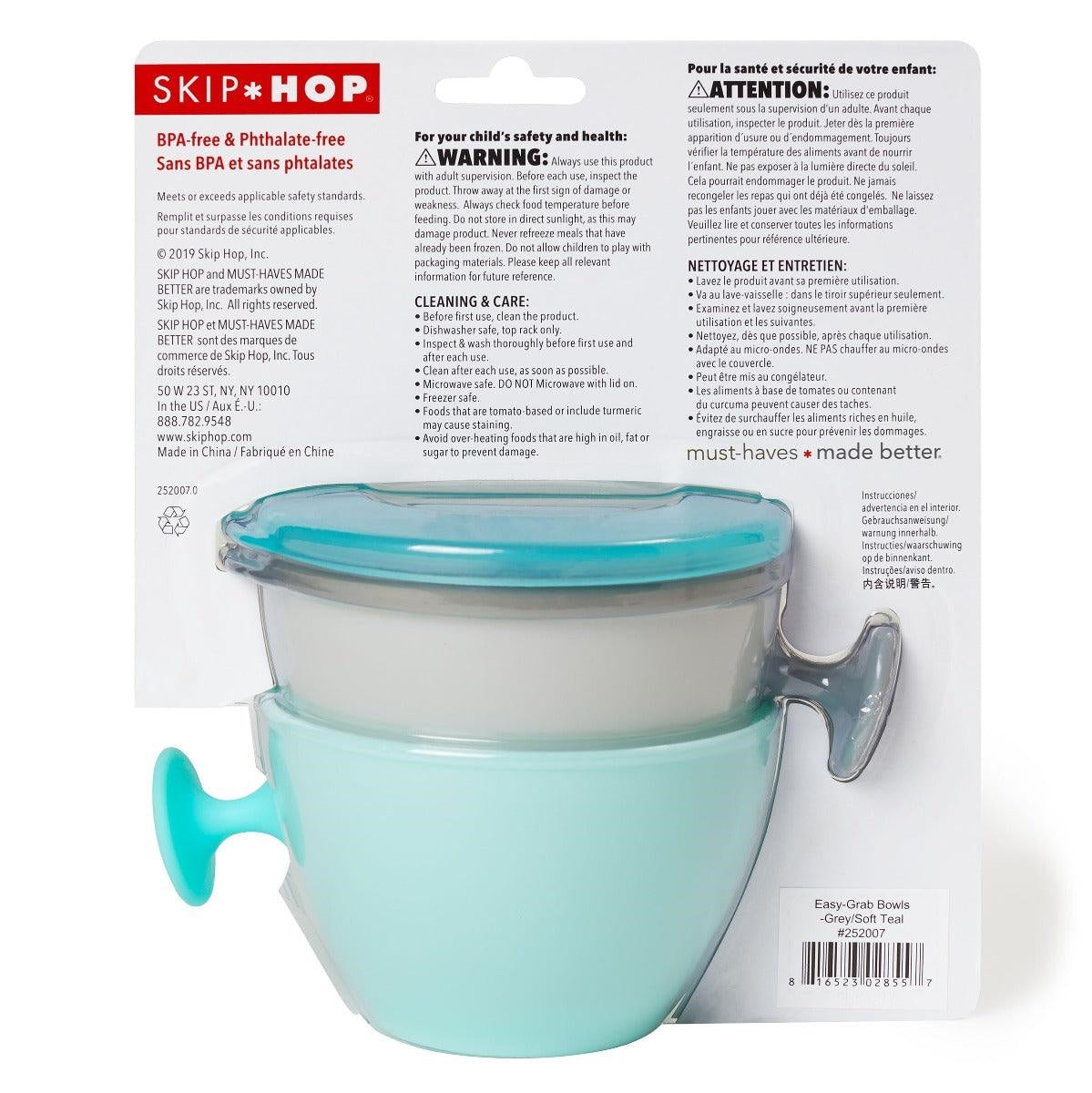 Skip Hop Easy Grab Bowls Grey-Soft Teal