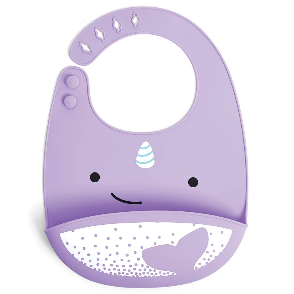 Skip Hop Zoo Fold & Go Silicone Bib Narwhal