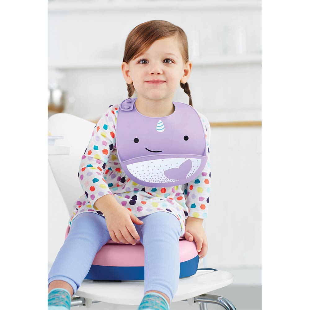 Skip Hop Zoo Fold & Go Silicone Bib Narwhal
