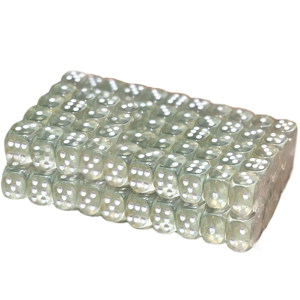 Kids Giveaway Gifts - Transparent Game Dice 100Pcs -Silver