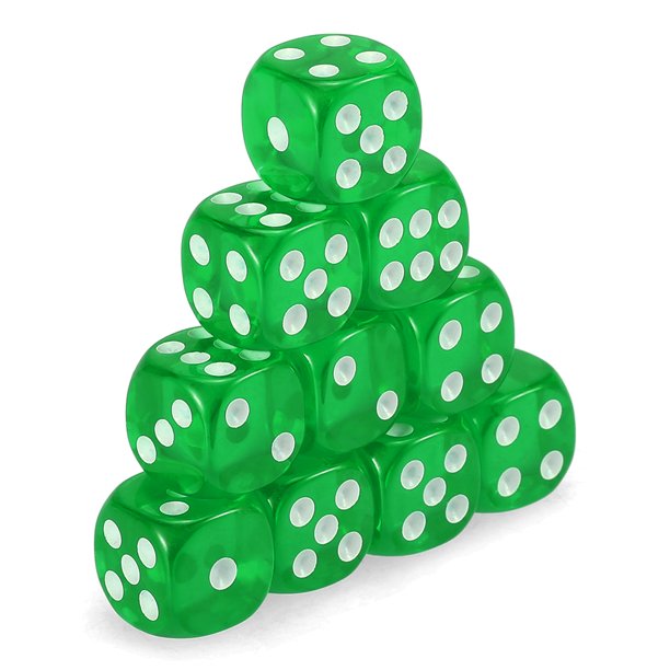 Kids Giveaway Gifts - Transparent Game Dice 100Pcs -Dark Green