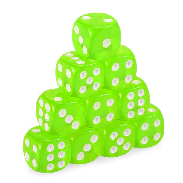Kids Giveaway Gifts - Transparent Game Dice 100Pcs -Light Green