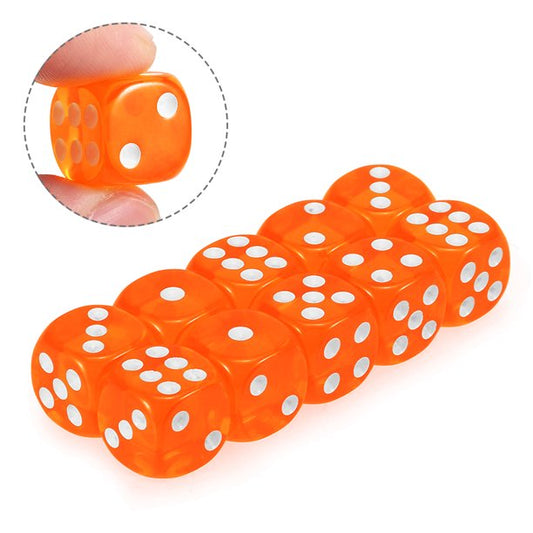 Kids Giveaway Gifts - Transparent Game Dice 100Pcs -Orange