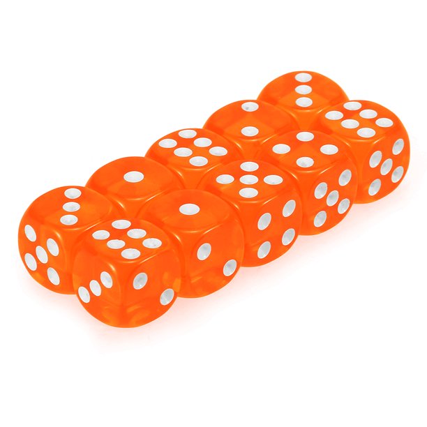Kids Giveaway Gifts - Transparent Game Dice 100Pcs -Orange