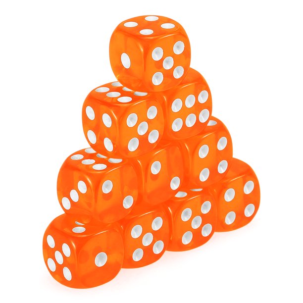 Kids Giveaway Gifts - Transparent Game Dice 100Pcs -Orange