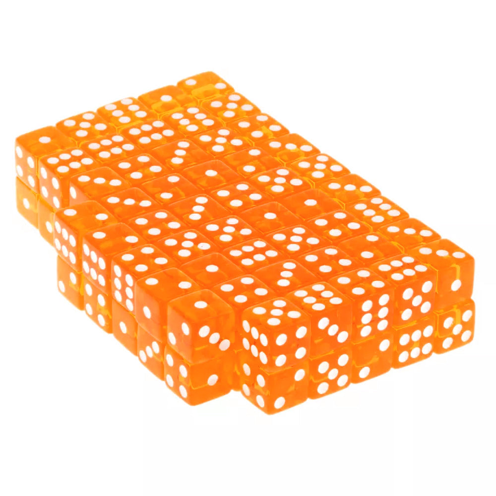 Kids Giveaway Gifts - Transparent Game Dice 100Pcs -Orange