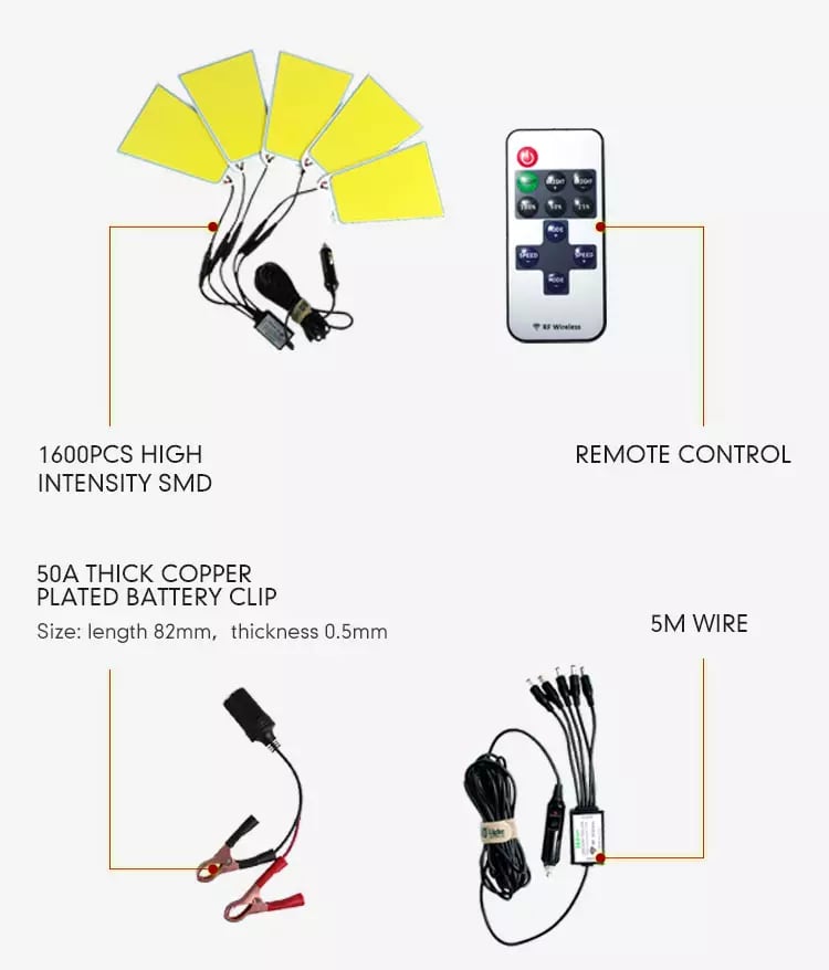 Conpex - Outdoor Multifunction COB Led Light with Remote Control, 11766 Lumen 