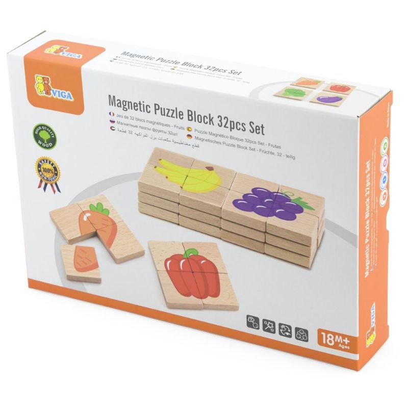 Viga - Magnetic Puzzle Block Fruits - 32 Pieces
