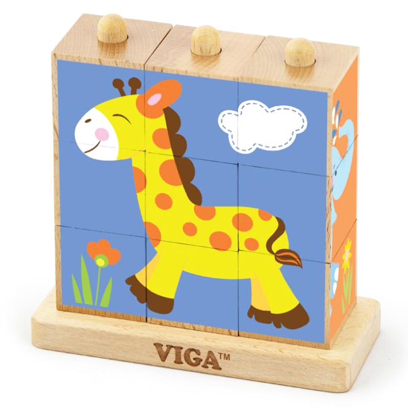 Viga - Stacking Cube Puzzle - Wild Animals