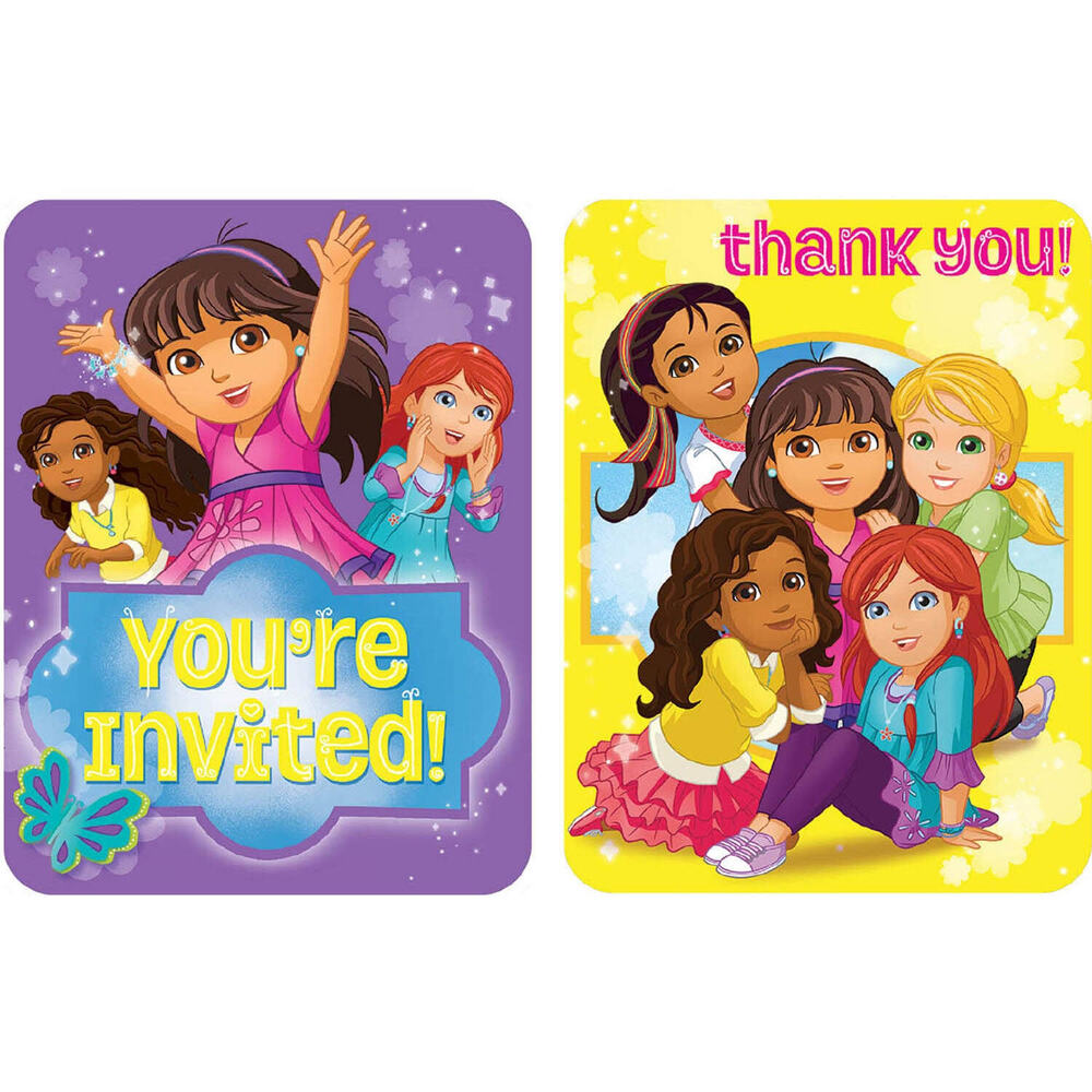 Dora And Friends Invitation And Thank You Card