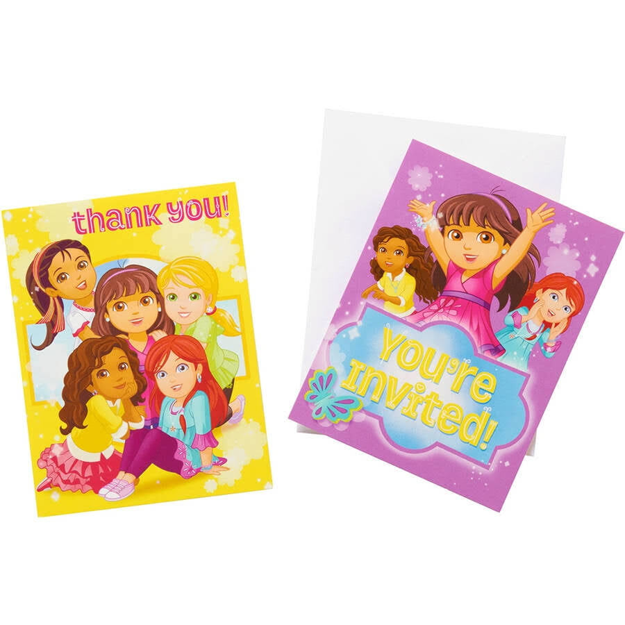 Dora And Friends Invitation And Thank You Card