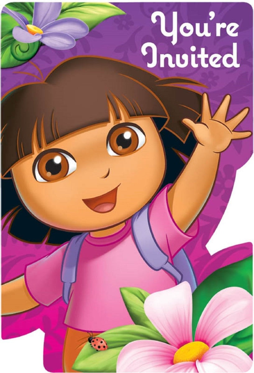 Dora`S Flower Adventure Invitations 8Pcs