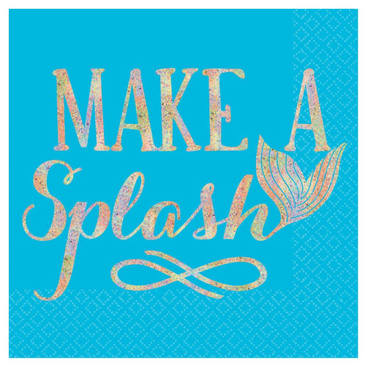 Mermaid Wishes Hot Stamped Beverage Napkin 16Pcs