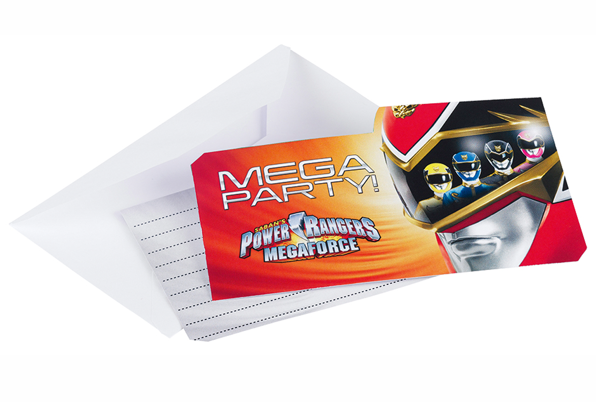 Power Ranger Mega Force Invitation Cards And Envelopes 6Pcs