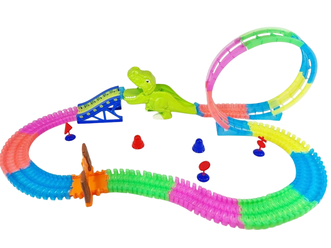 Rc Glow Railway Set With Light - 143 Pcs