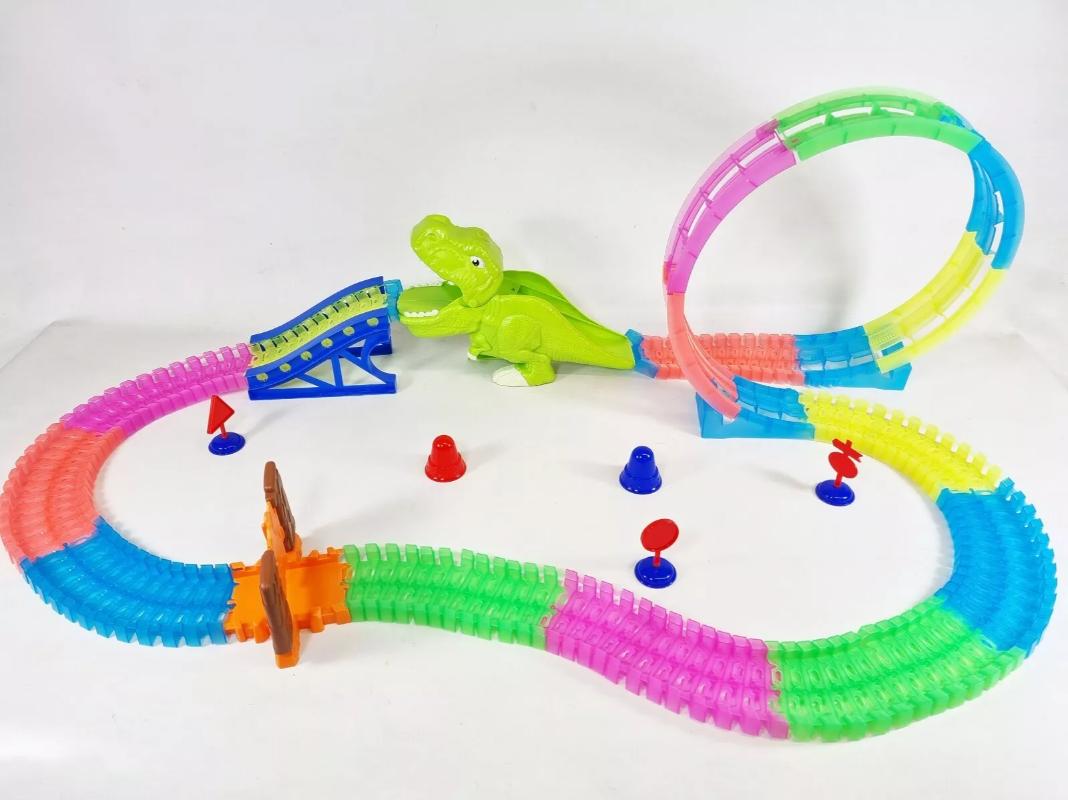 Rc Glow Railway Set With Light - 143 Pcs