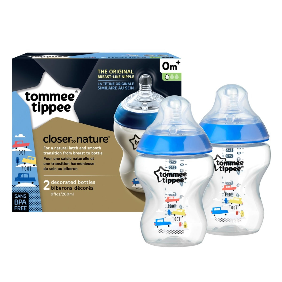Tommee Tippee - 2X260Ml Easi-Vent Decorative Feeding - Blue