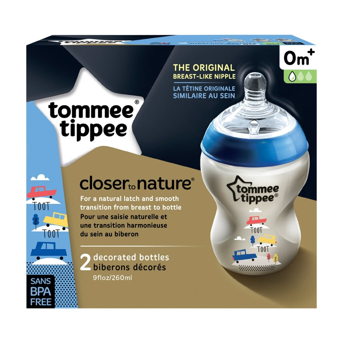 Tommee Tippee - 2X260Ml Easi-Vent Decorative Feeding - Blue
