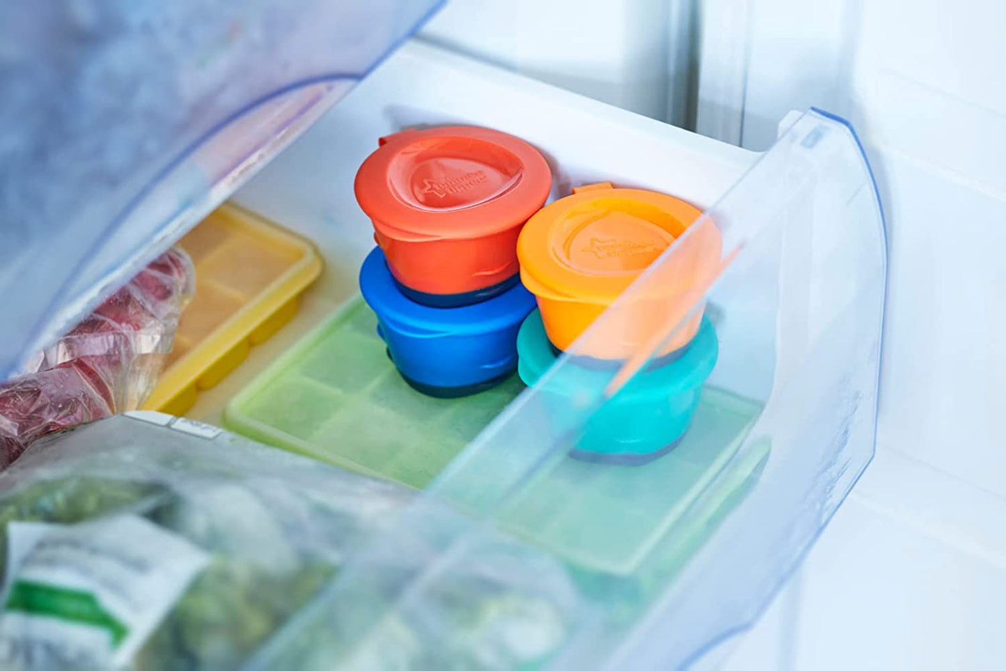 Tommee Tippee Explora Pop Up Freezer Pots and Tray Green and Orange