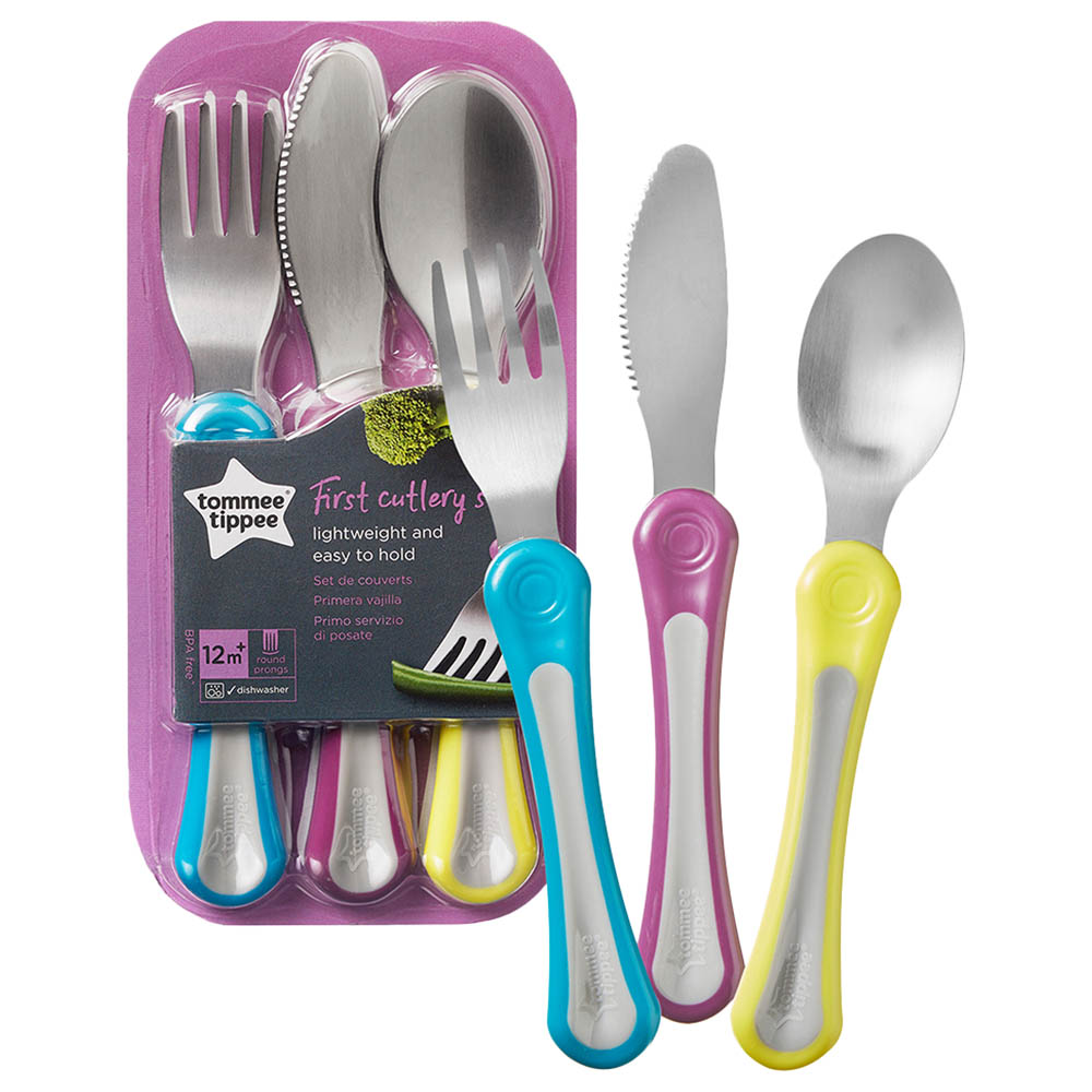 Tommee Tippee Explora First Grown Up Cutlery Set-Green,Pruple,Yellow