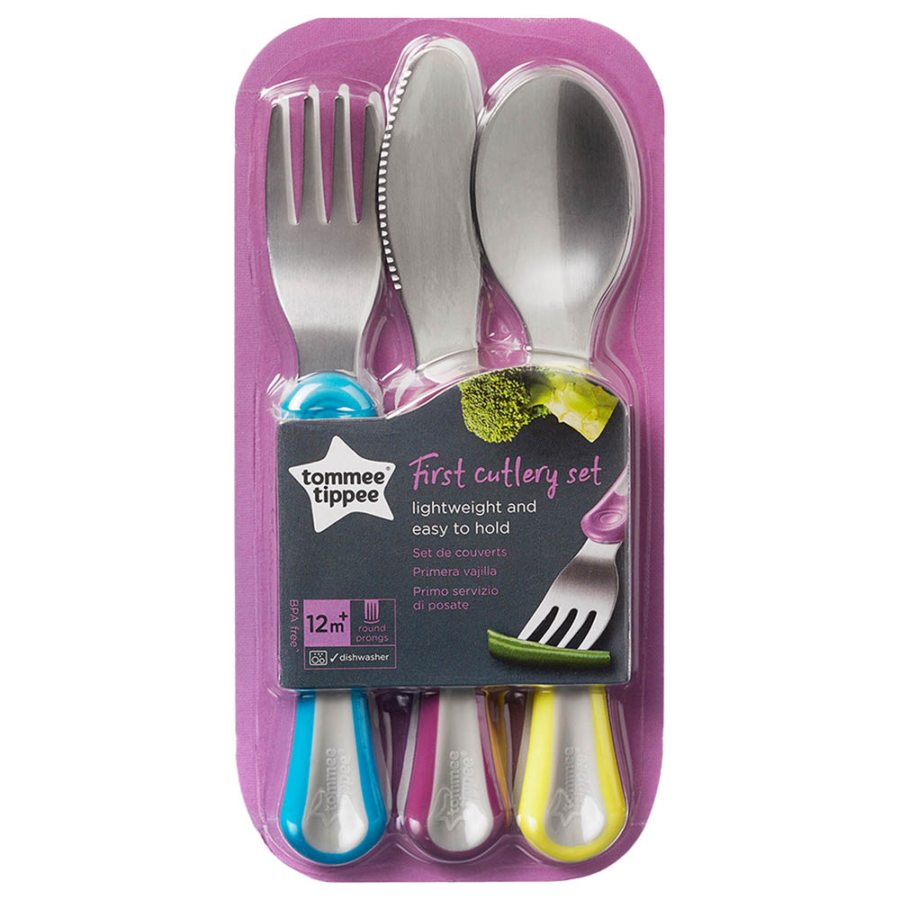 Tommee Tippee Explora First Grown Up Cutlery Set-Green,Pruple,Yellow