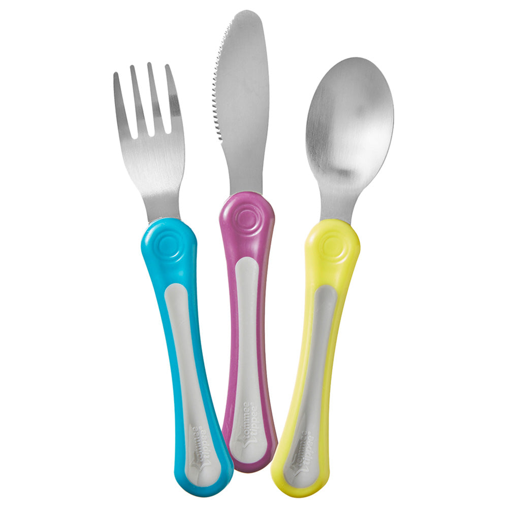 Tommee Tippee Explora First Grown Up Cutlery Set-Green,Pruple,Yellow