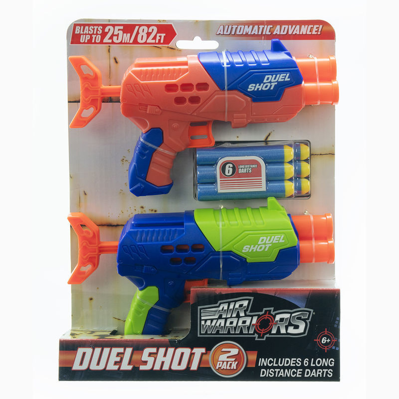 Buzz Bee Air Warriors Duel Shot Dark Blasters Gun-Red And Blue