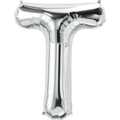 Helium Balloon Silver - Letter T