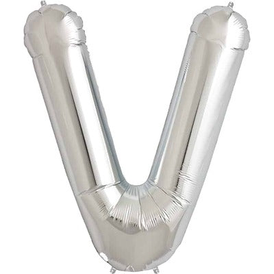 Helium Balloon Silver - Letter V