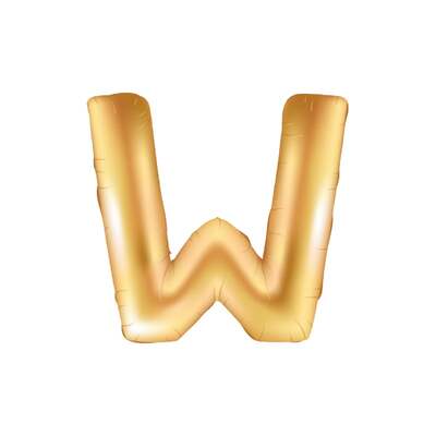 Helium Balloon - Gold - Letter W