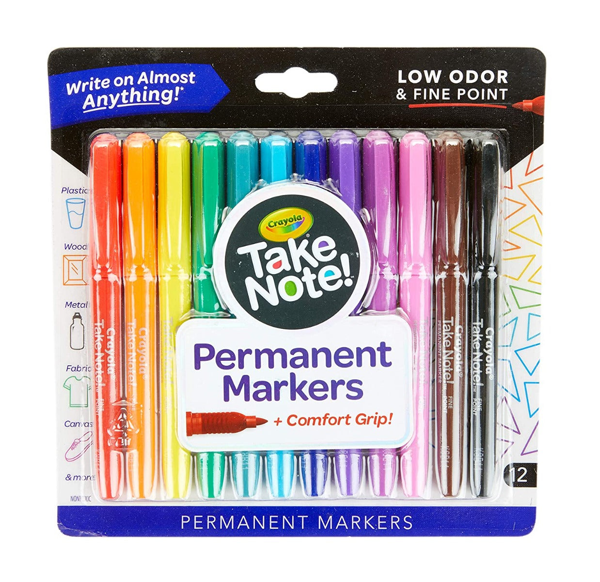 Crayola - Permanent Markers-Waterbased - 12 Ct