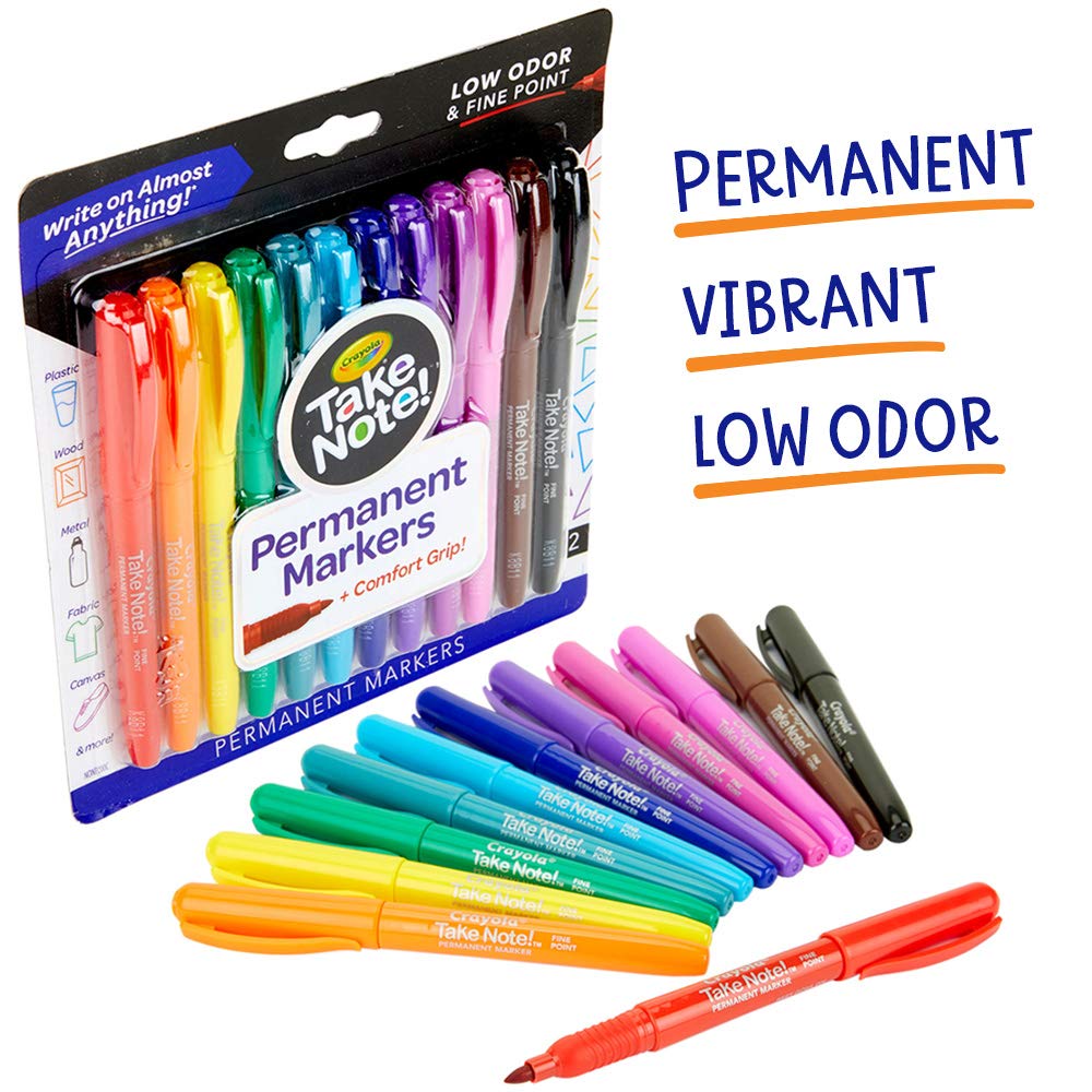 Crayola - Permanent Markers-Waterbased - 12 Ct