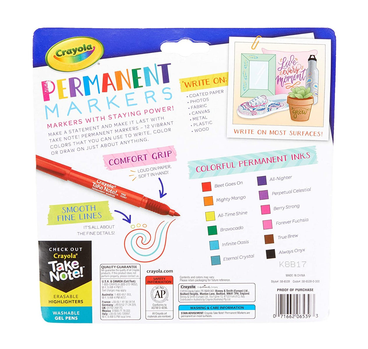 Crayola - Permanent Markers-Waterbased - 12 Ct