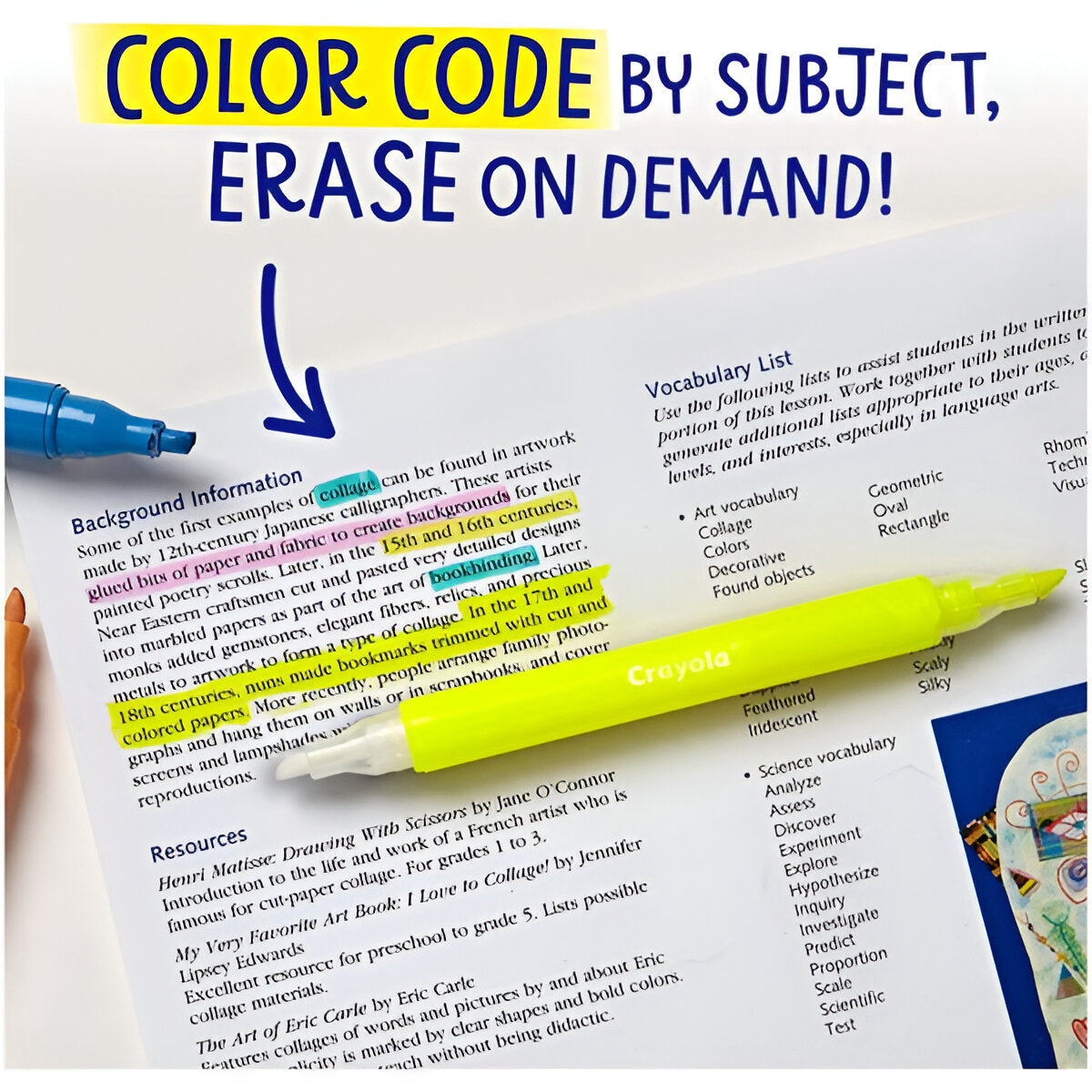 Crayola -Take Note Erasable Highlighters - 6 Ct