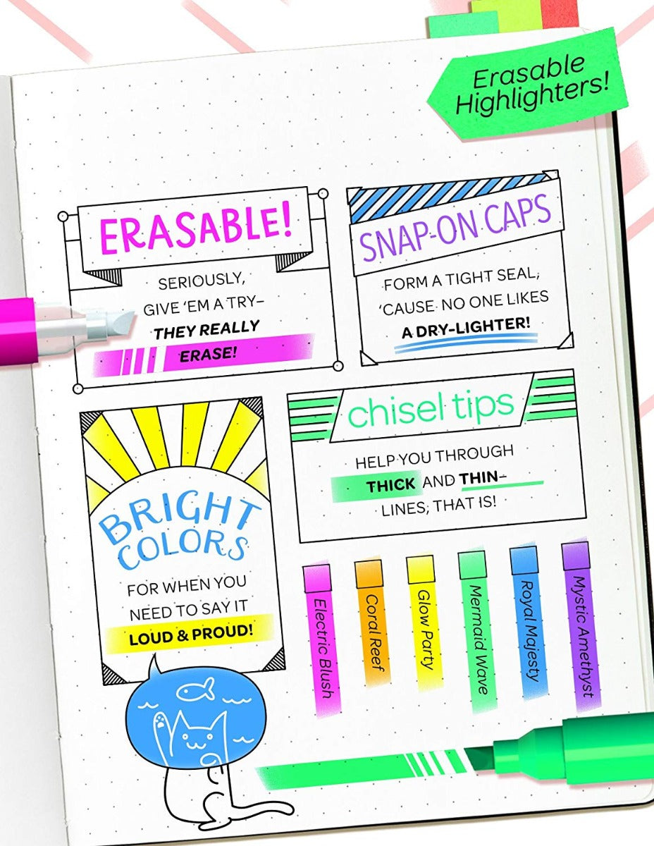 Crayola -Take Note Erasable Highlighters - 6 Ct