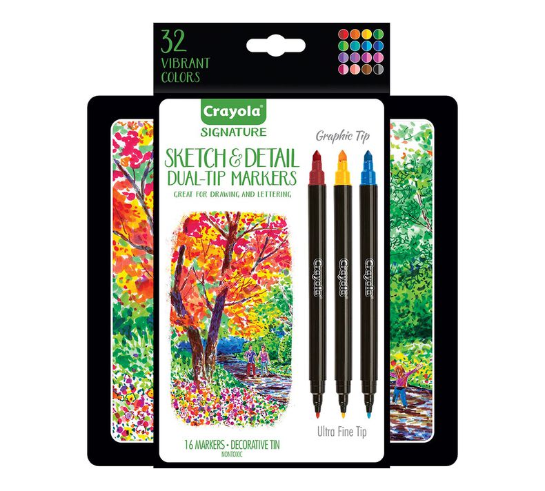 Crayola - Sketch And Detail Dual Ended Markers -16 Markers