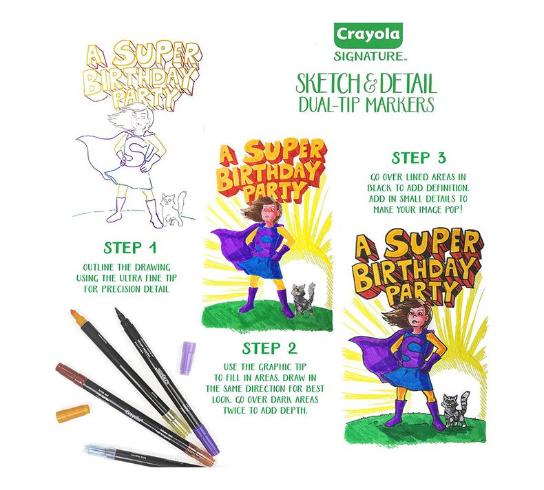 Crayola - Sketch And Detail Dual Ended Markers -16 Markers