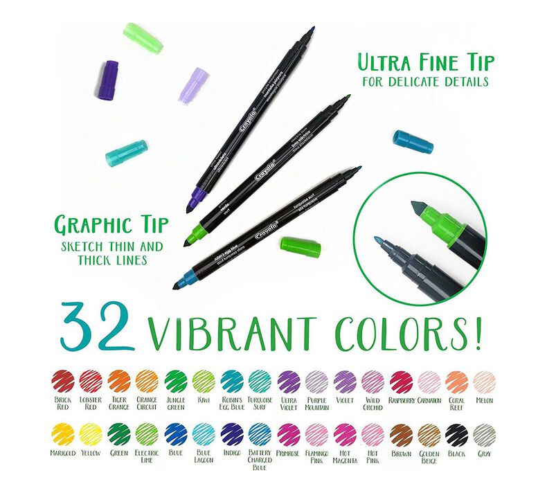 Crayola - Sketch And Detail Dual Ended Markers -16 Markers