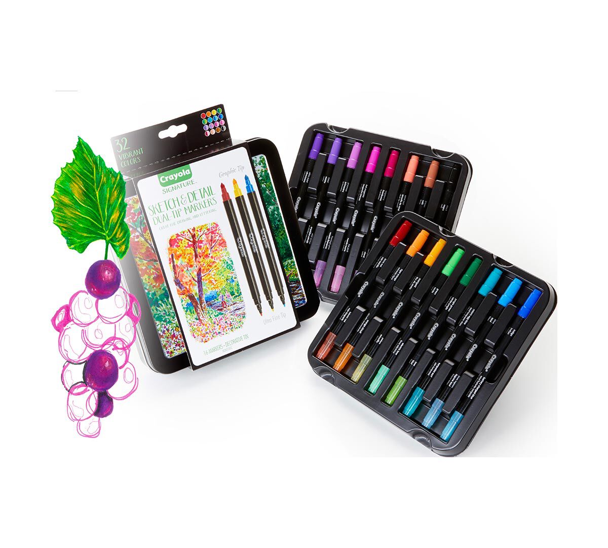 Crayola - Sketch And Detail Dual Ended Markers -16 Markers
