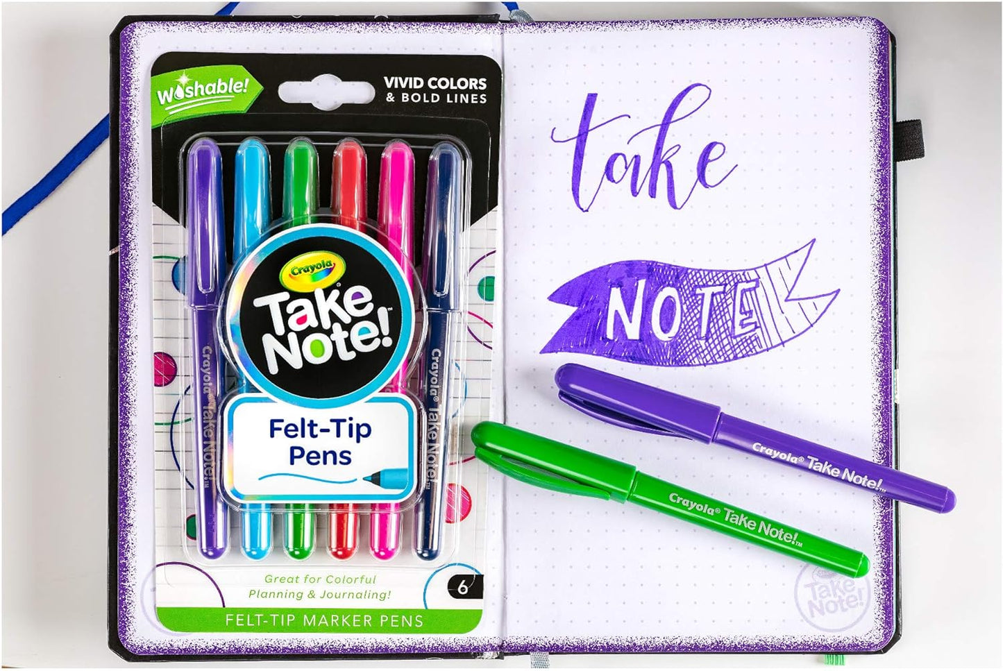 Crayola - Take Note! Ultra-Fine Washable Felt-Tip Marker Pen - 6 Ct