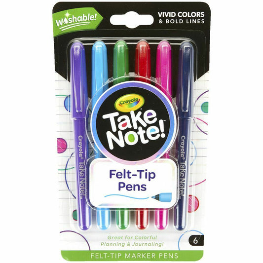 Crayola - Take Note! Ultra-Fine Washable Felt-Tip Marker Pen - 6 Ct