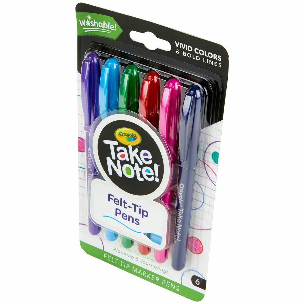 Crayola - Take Note! Ultra-Fine Washable Felt-Tip Marker Pen - 6 Ct