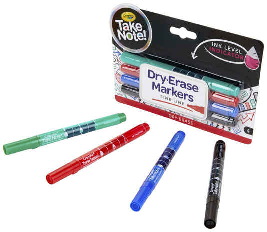 Crayola - Take Note! Fine Line Dry-Erase Markers - 4 Ct