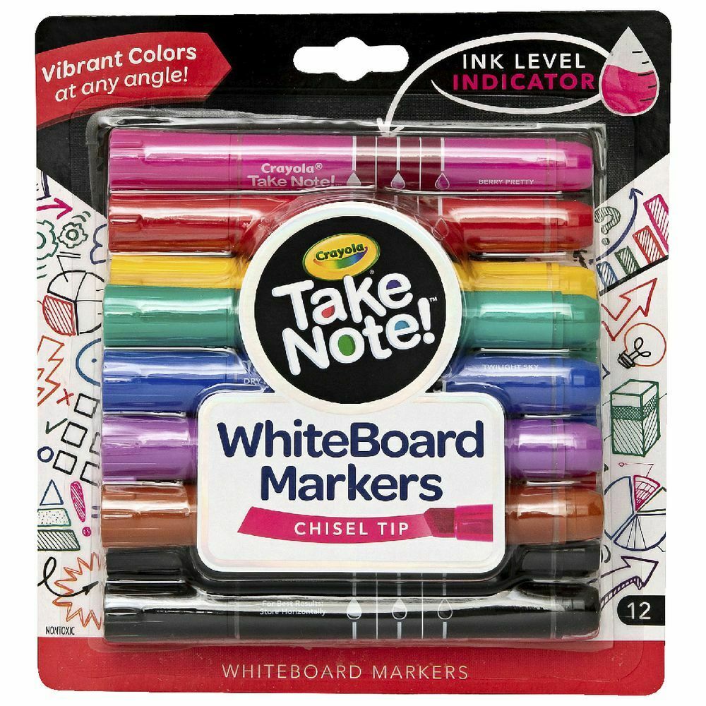 Crayola - Take Note! Broad Line Dry-Erase Markers - 12 Ct