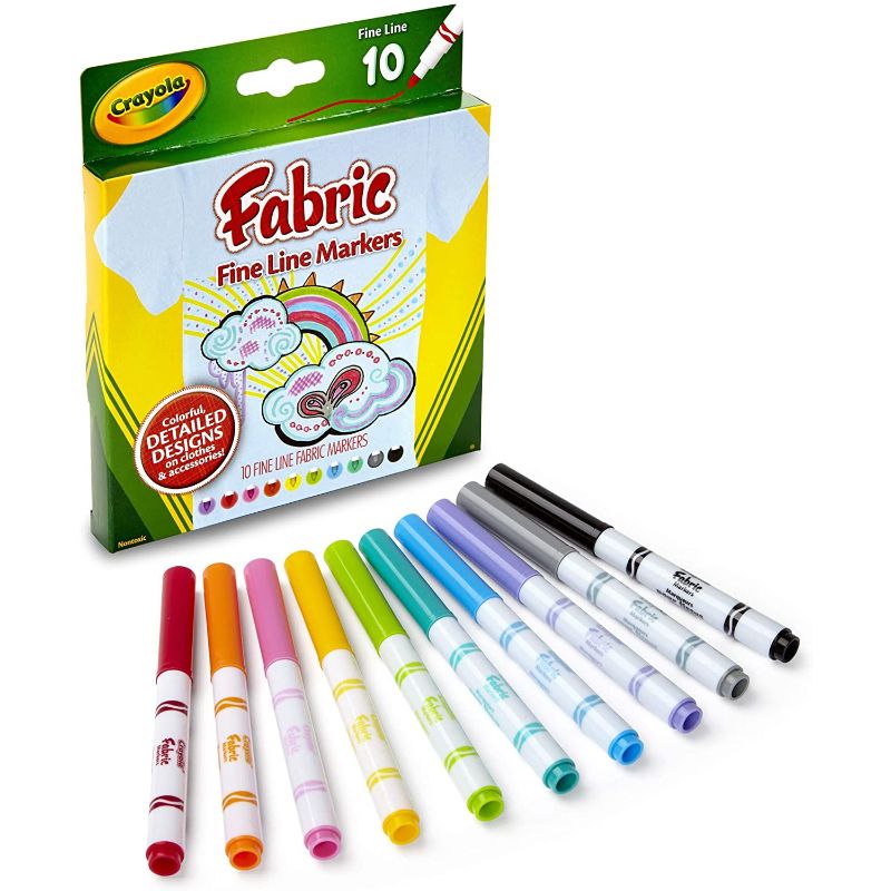 Crayola - 10 Ct. Fine Line Fabric Markers