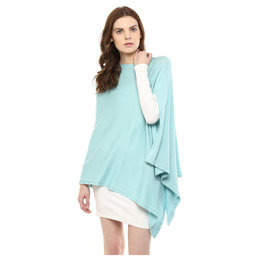 Pluchi Knitted Fashion-Maternity Poncho Rosette Pearl Aqua