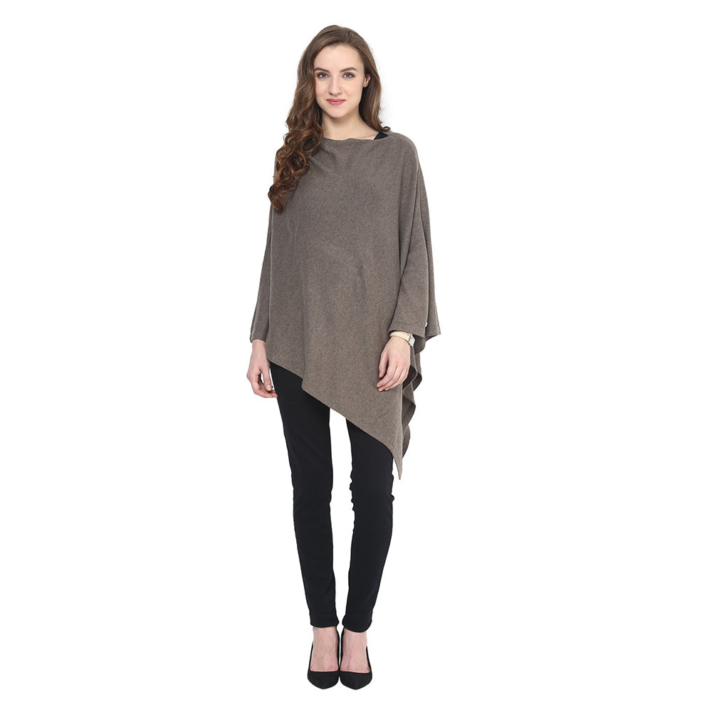 Knitted Fashion-Maternity Poncho Rosette Grey